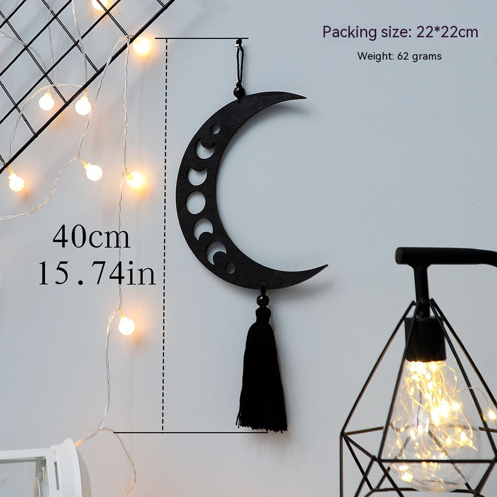 Celestial Wooden Moon Phase Wall Art โ Boho & Mystical Decor - StarMeez