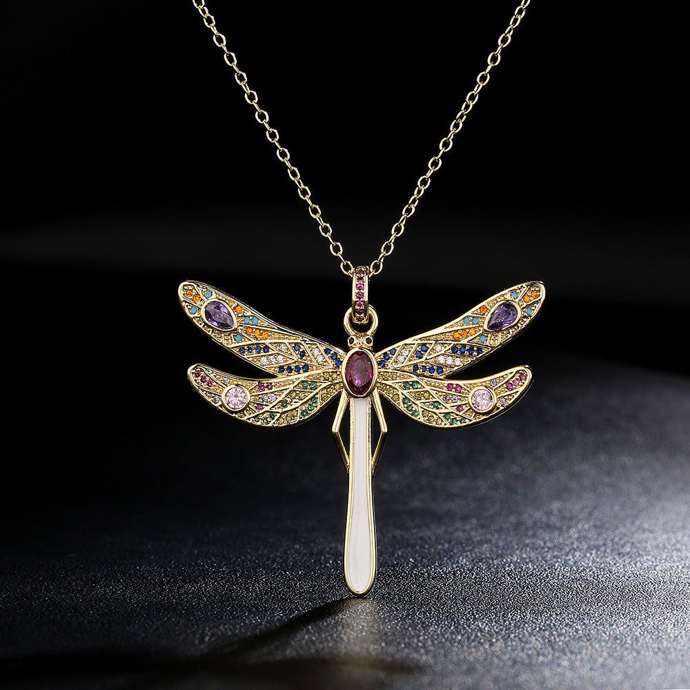 Enchanted Flight Dragonfly Pendant – Crystal Adorned & Timeless - StarMeez