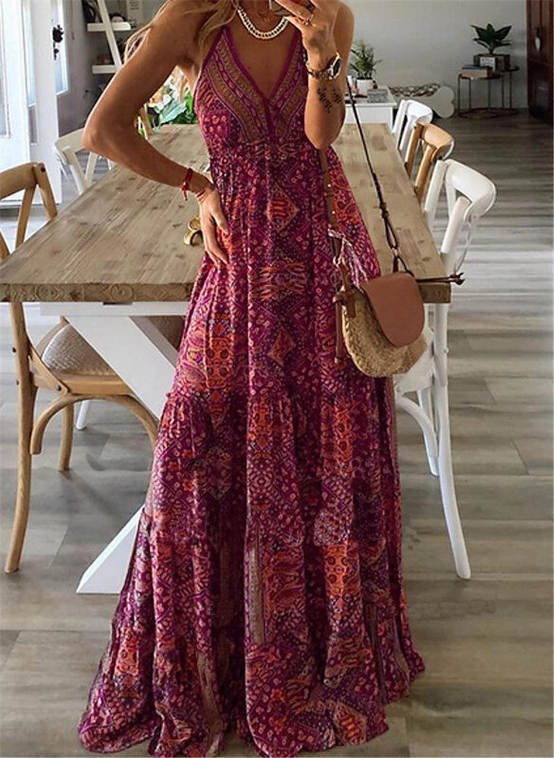 Mystic Nomad Boho Maxi Dress – Free-Spirited Flowy Sundress - StarMeez