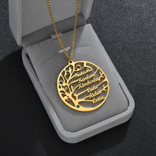 Personalized Tree of Life Necklace – Custom Family Name Pendant - StarMeez