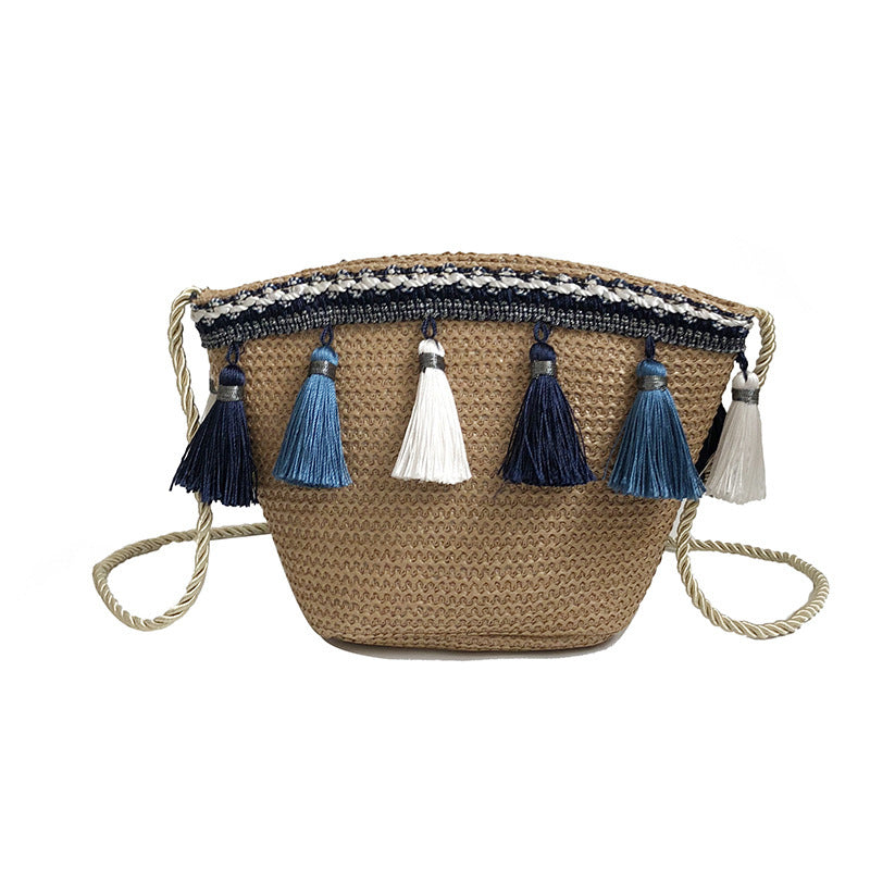 Tassel Charm Woven Shoulder Bag – Boho-Inspired & Lightweight - StarMeez