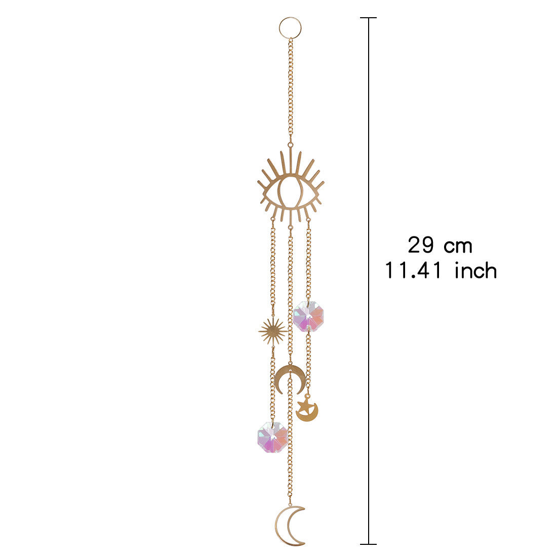 Celestial Crystal Sun Catcher – Boho Moon & Star Hanging Decor - StarMeez