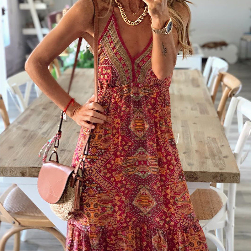 Mystic Nomad Boho Maxi Dress – Free-Spirited Flowy Sundress - StarMeez