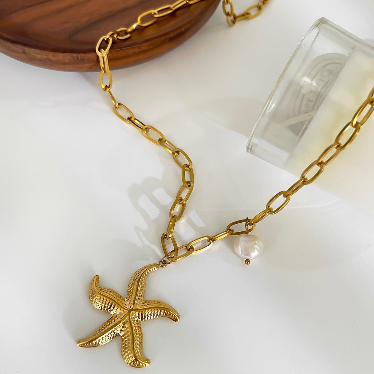 Starfish Necklace with Freshwater Pearl – Ocean-Inspired Elegance - StarMeez