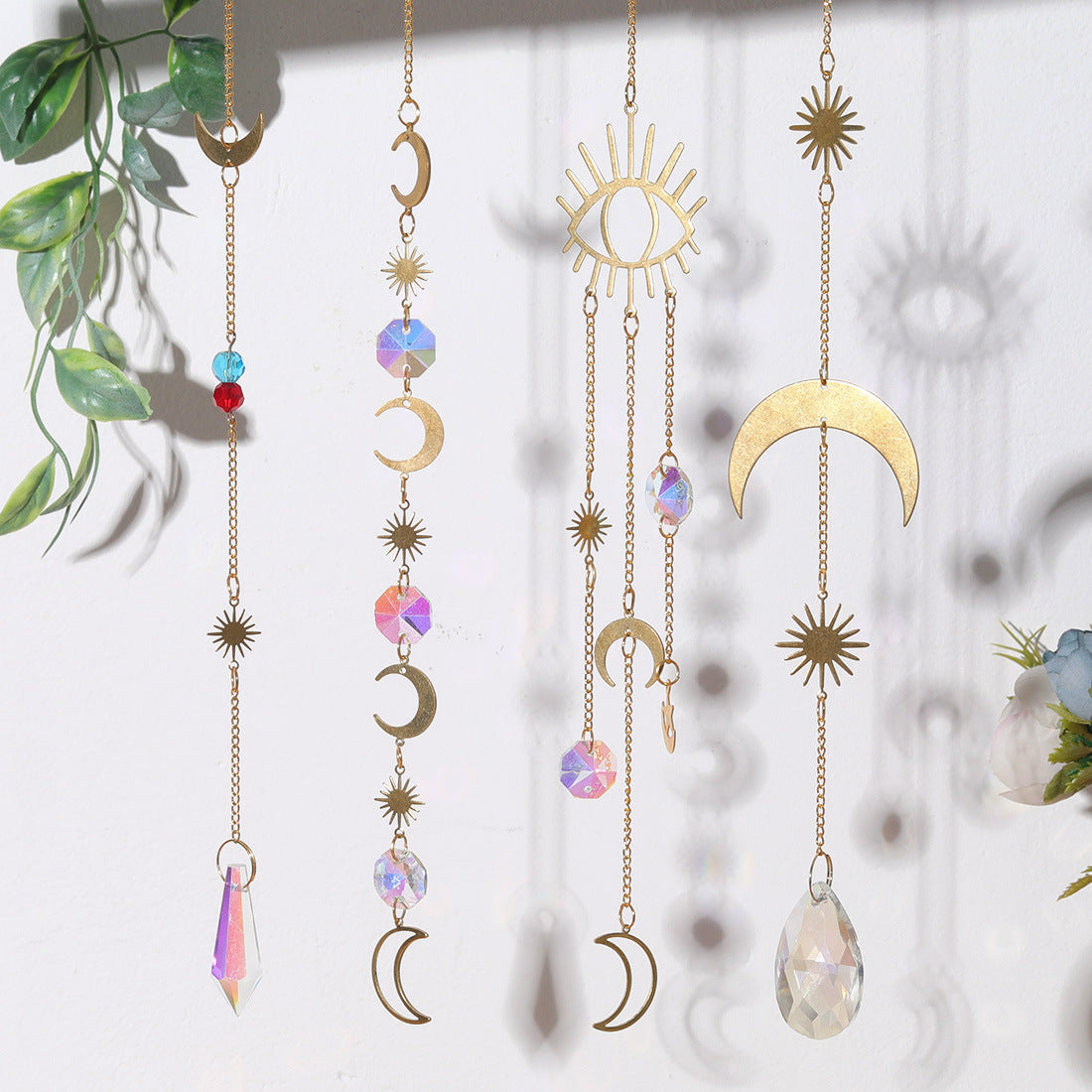 Celestial Crystal Sun Catcher – Boho Moon & Star Hanging Decor - StarMeez