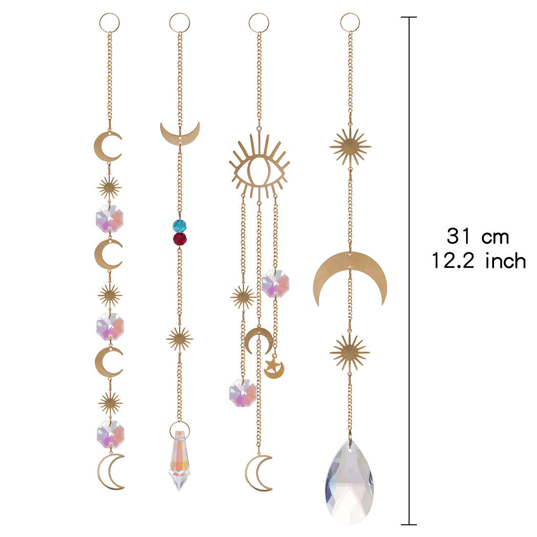 Celestial Crystal Sun Catcher – Boho Moon & Star Hanging Decor - StarMeez