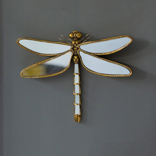 Golden Winged Reflections – Butterfly & Dragonfly Mirror Wall Art - StarMeez