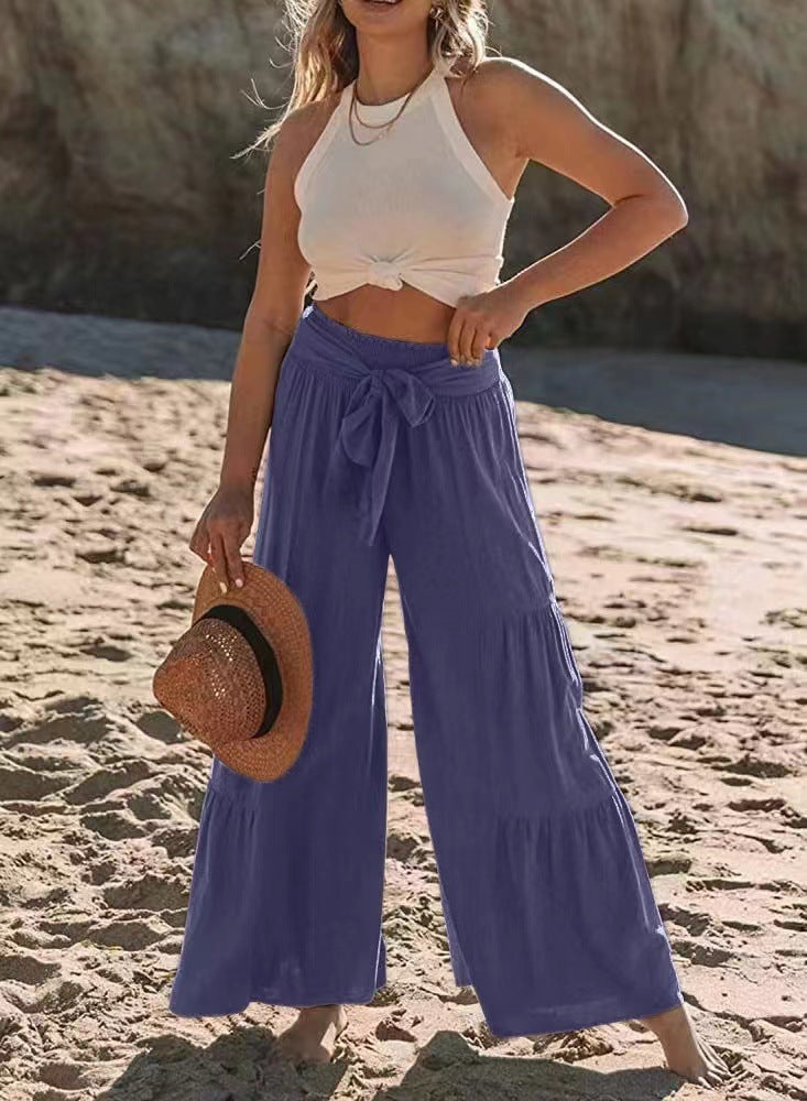 Wide-Leg Tiered Pants – Flowing & Stylish - StarMeez