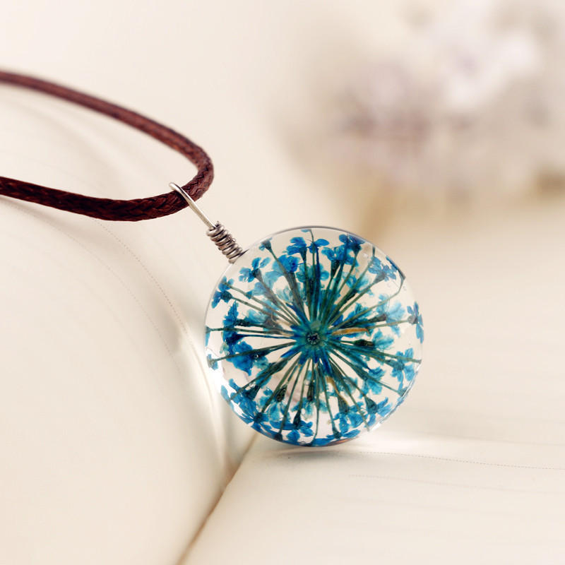 Ethereal Bloom Glass Orb Necklace – Nature’s Magic Captured - StarMeez