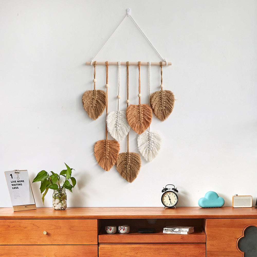 Handwoven Macrame Leaf Wall Hanging – Earthy & Textured Home Deco - StarMeez