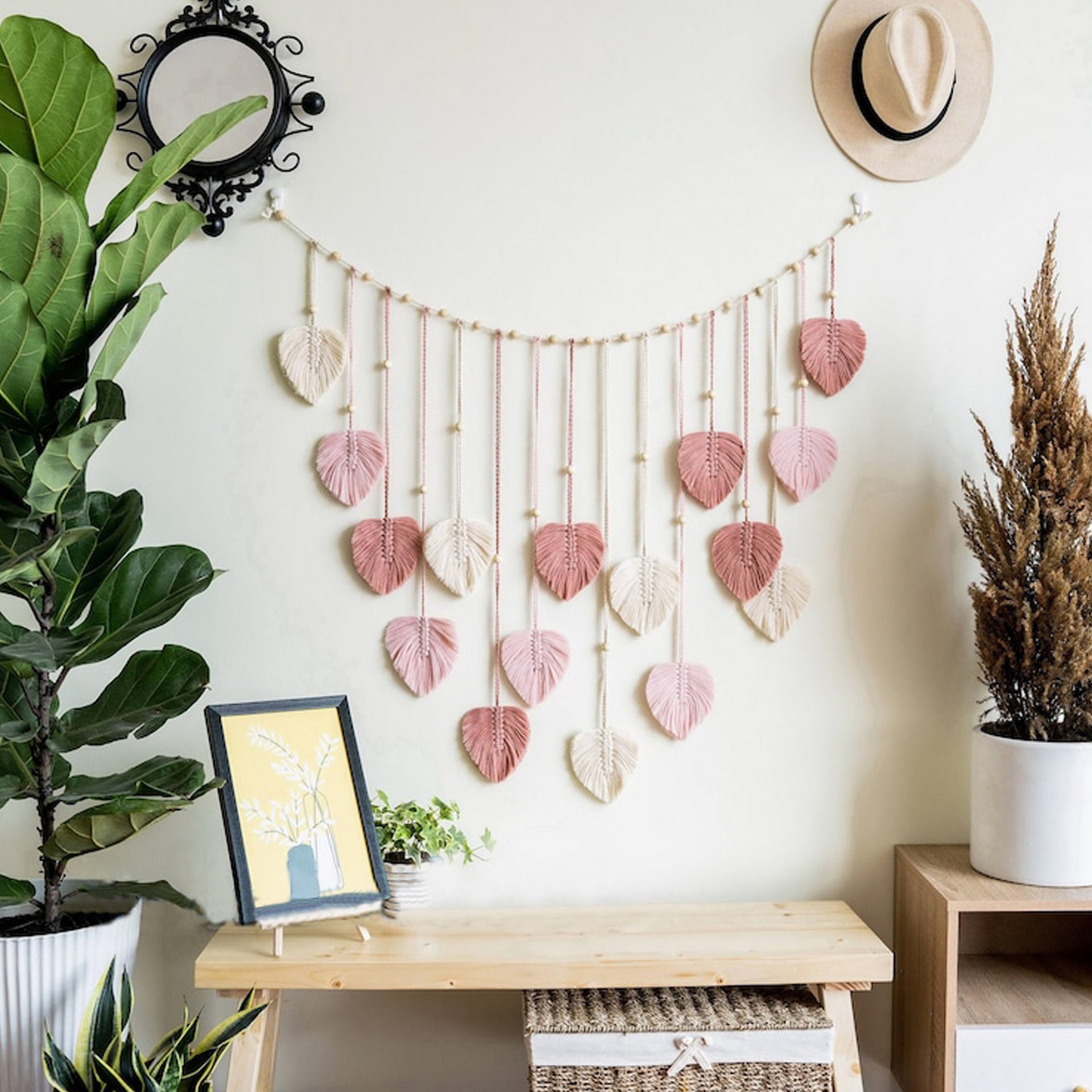 Handwoven Leaf Macrame Wall Hanging – Nature-Inspired Textile Art - StarMeez