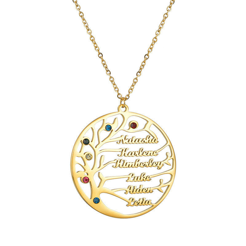 Personalized Tree of Life Necklace – Custom Family Name Pendant - StarMeez