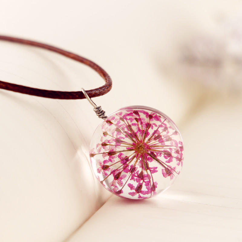 Ethereal Bloom Glass Orb Necklace – Nature’s Magic Captured - StarMeez