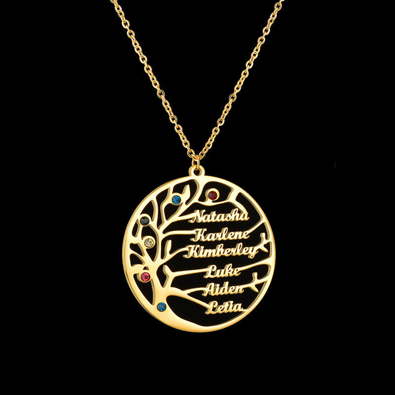 Personalized Tree of Life Necklace – Custom Family Name Pendant - StarMeez