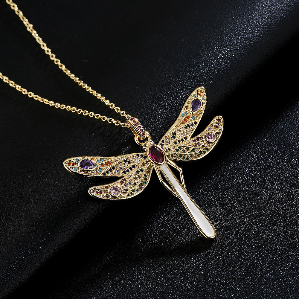 Enchanted Flight Dragonfly Pendant – Crystal Adorned & Timeless - StarMeez