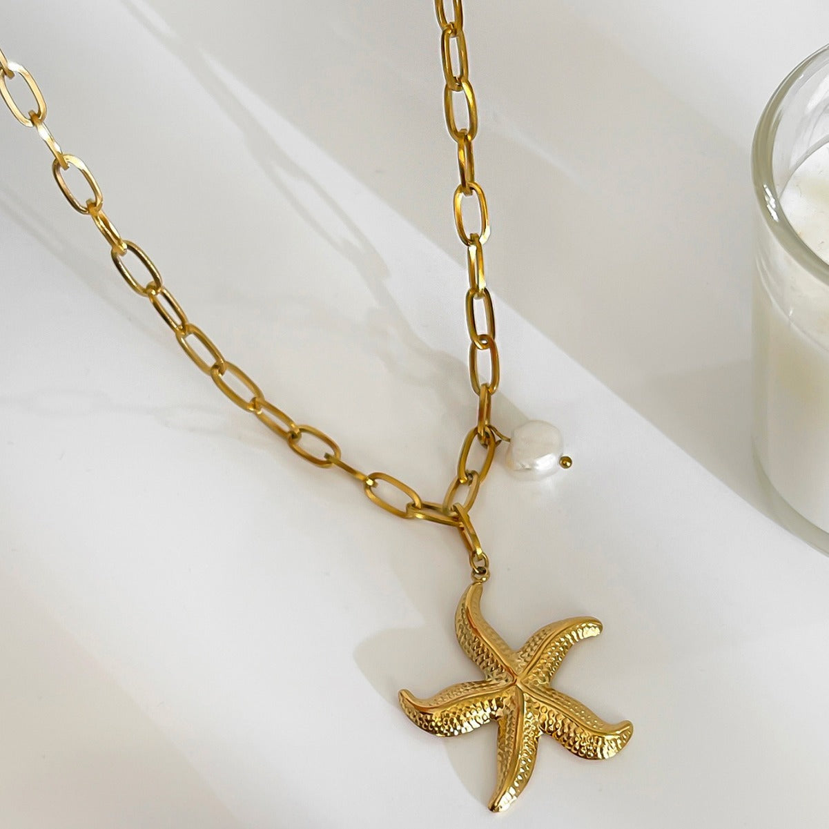 Starfish Necklace with Freshwater Pearl – Ocean-Inspired Elegance - StarMeez