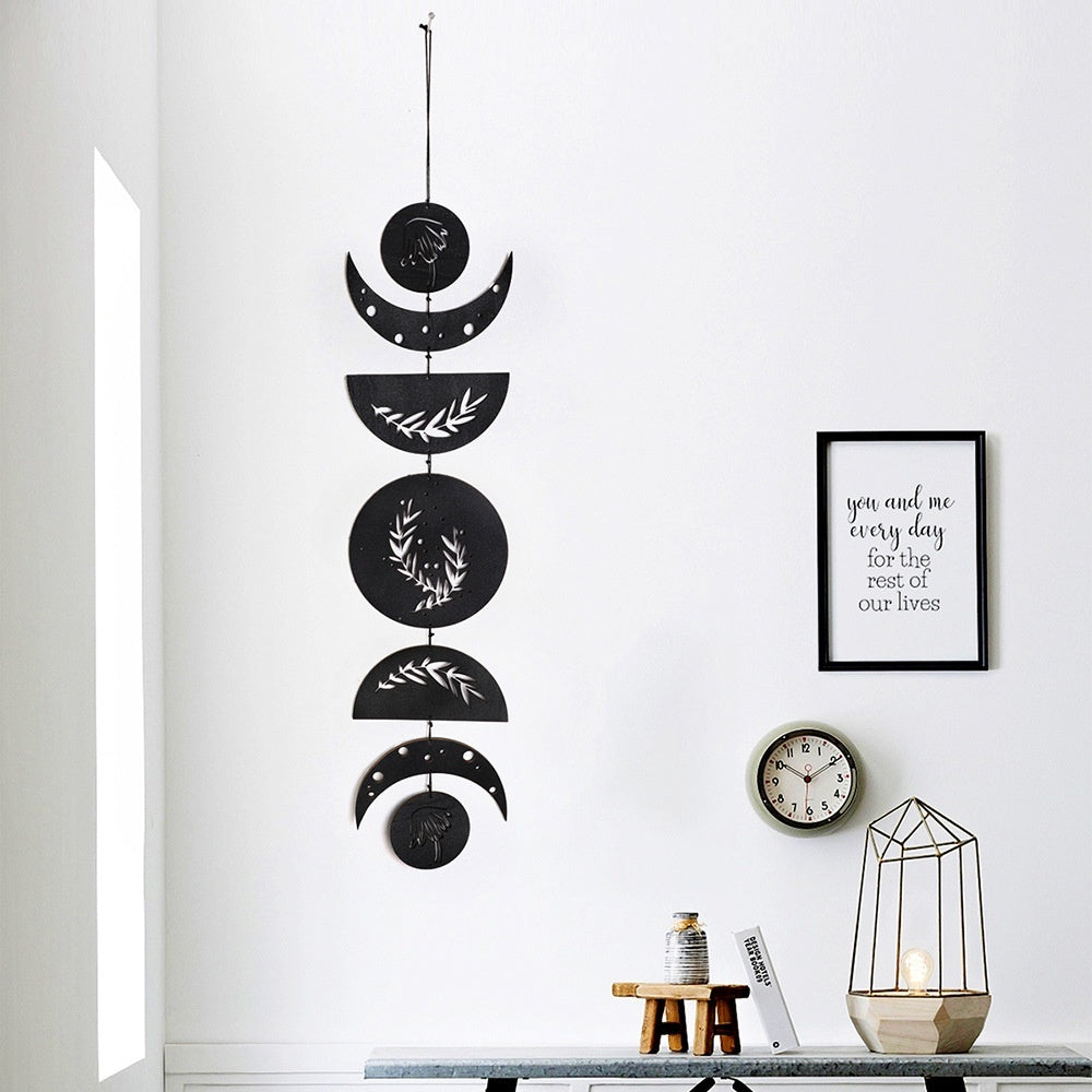 Celestial Wooden Moon Phase Wall Art – Boho & Mystical Decor - StarMeez