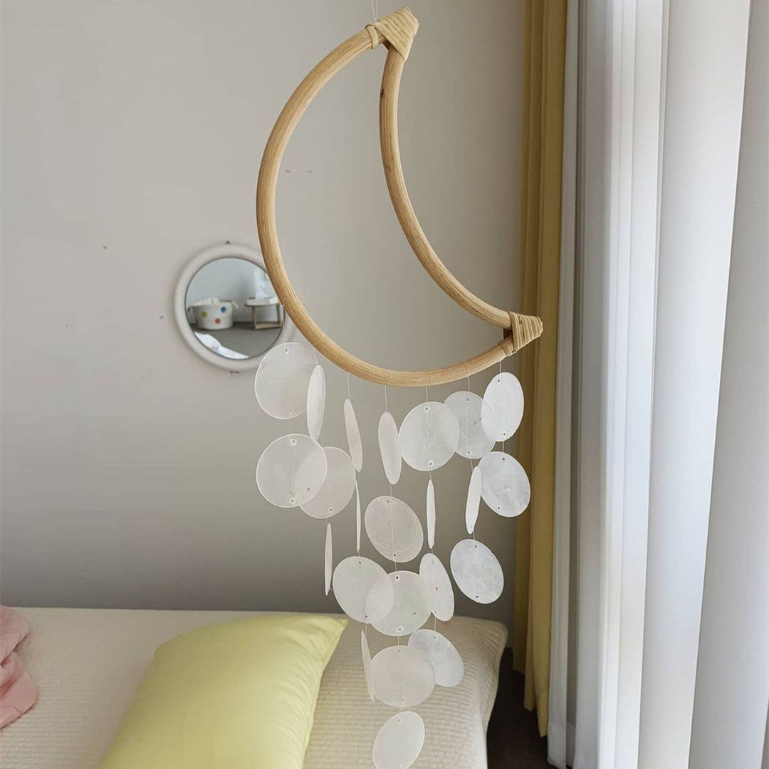 Lunar Capiz Shell & Bamboo Hanging – Ethereal Moon Chime - StarMeez
