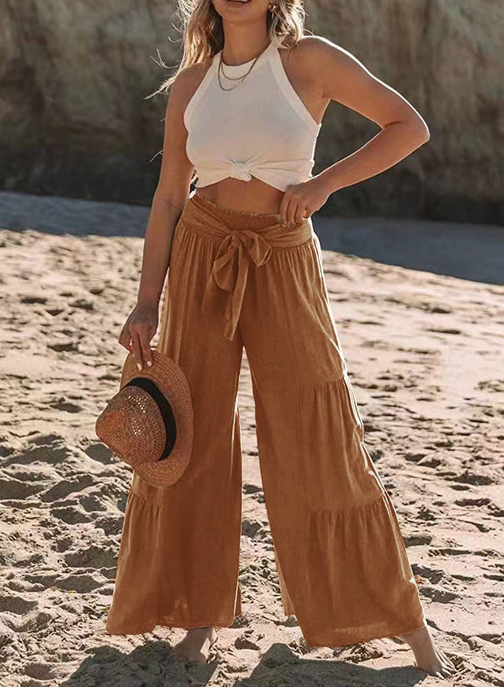 Wide-Leg Tiered Pants – Flowing & Stylish - StarMeez