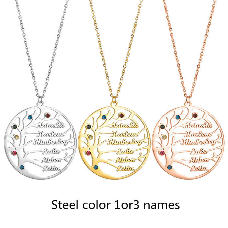 Personalized Tree of Life Necklace – Custom Family Name Pendant - StarMeez