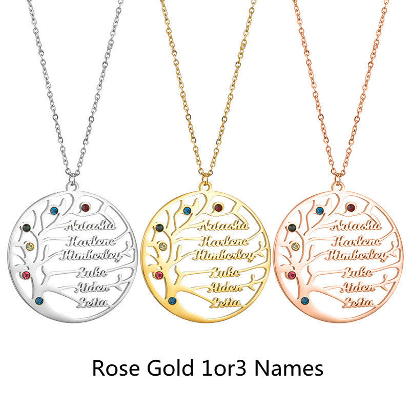 Personalized Tree of Life Necklace – Custom Family Name Pendant - StarMeez